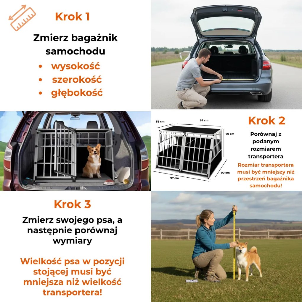 Transporter dla psa BRUNO, 97x90x72cm, srebrna/czarna Cadoca