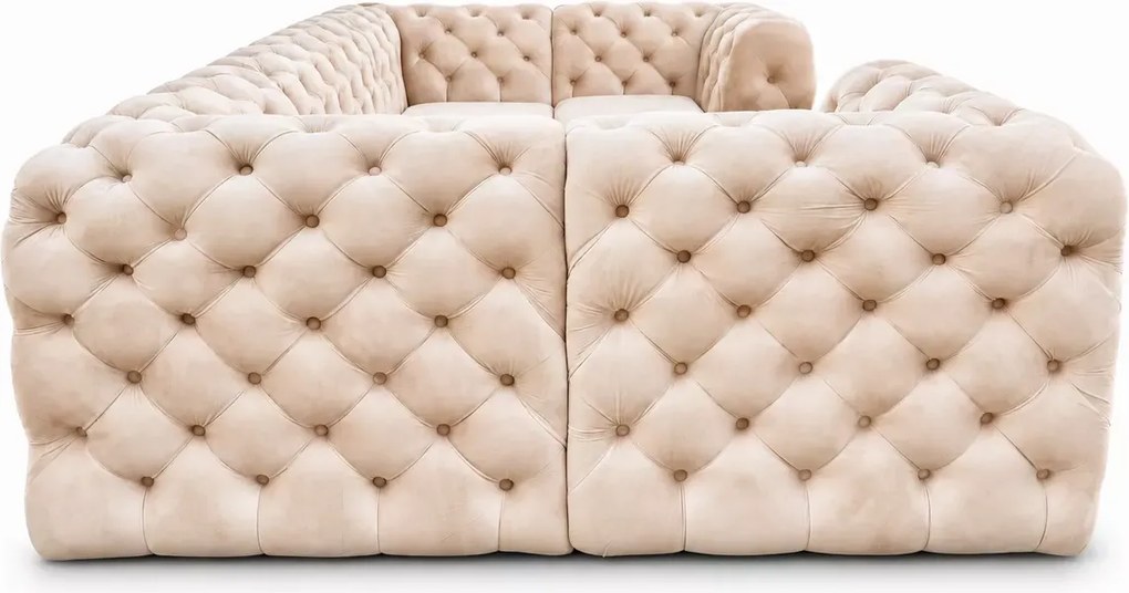 Narożnik Chesterfield Moet U z funkcją spania duży pikowany do salonu