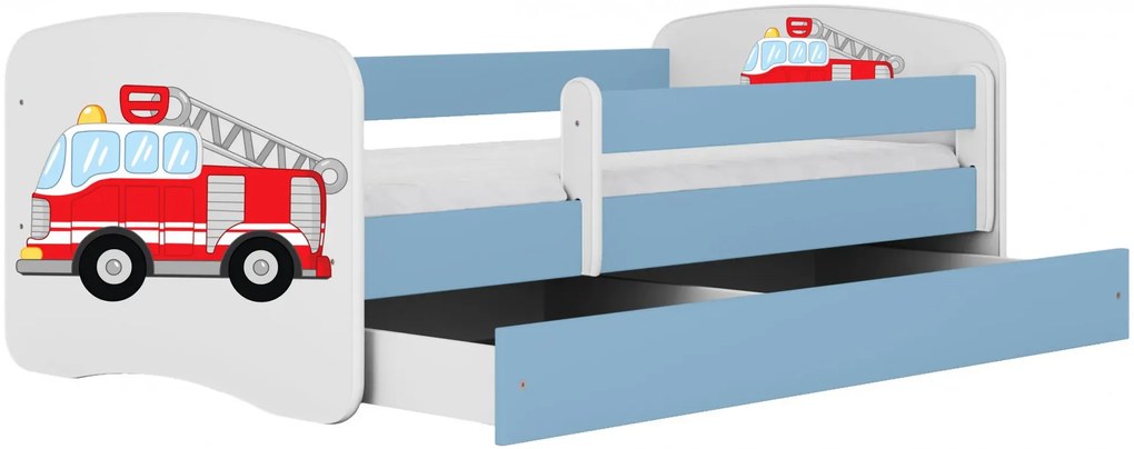 Łóżko dla chłopca z barierką Rostok 2X mix 70x140 - niebieskie