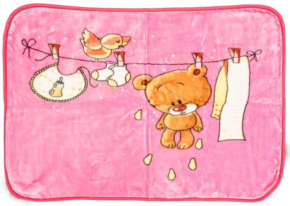 Kocyk dziecięcy  MOKRY MIŚ, 80x110 cm różowy