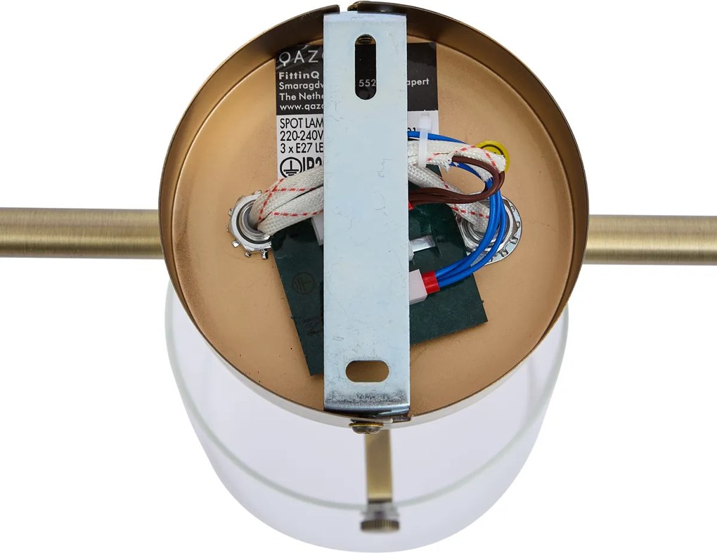 Designerski reflektor sufitowy brązowy z przezroczystym szkłem 3-punktowy - Domo