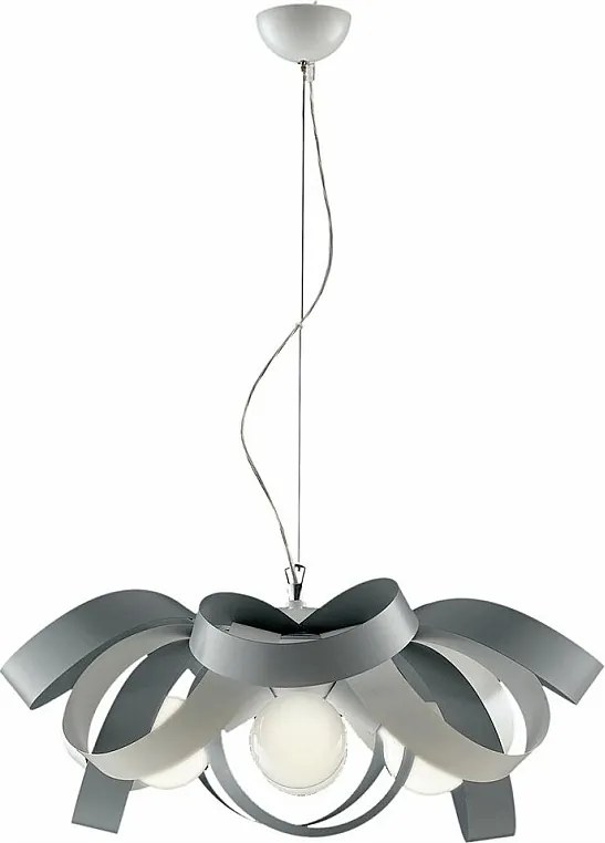 Primula - Lampa wisząca z żelaza lakierowanego na biało i szaro, z regulowanym stalowym kablem, 4 światła, 138 mm - Ø66 mm - BL145-4-BG