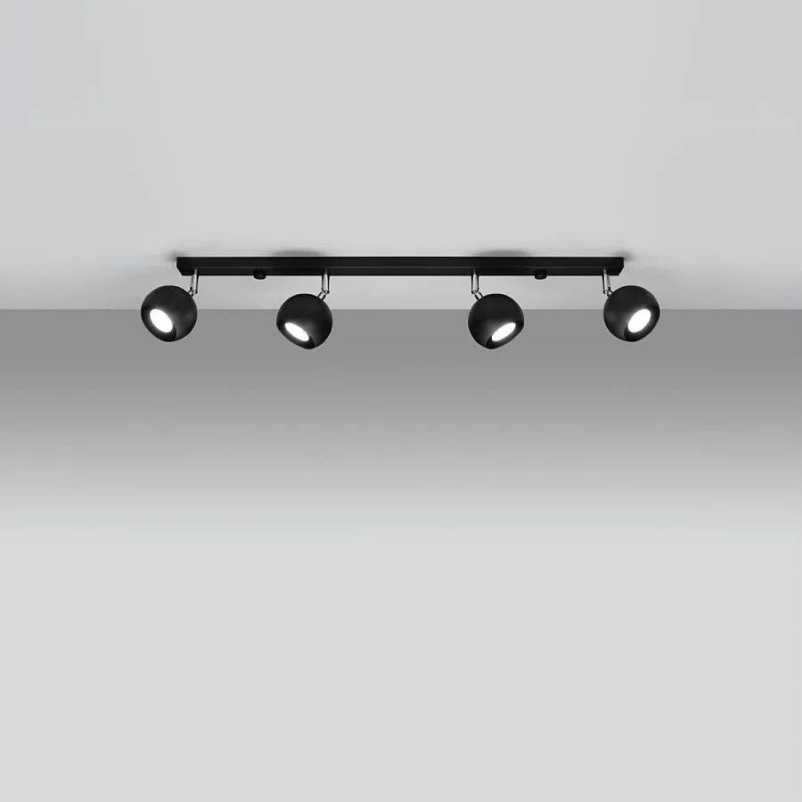 Plafony nowoczesny Rayis, stal - 4 źródło światła 3000K - L.80 x H.16 cm - czarny