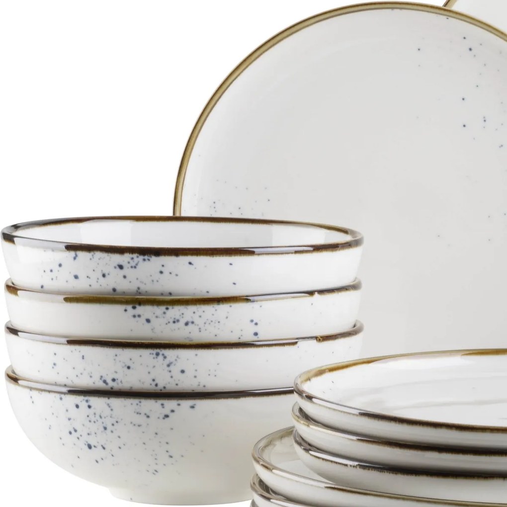 Mäser 16-częściowy zestaw naczyń Pintar Whiteniebieskie kropki