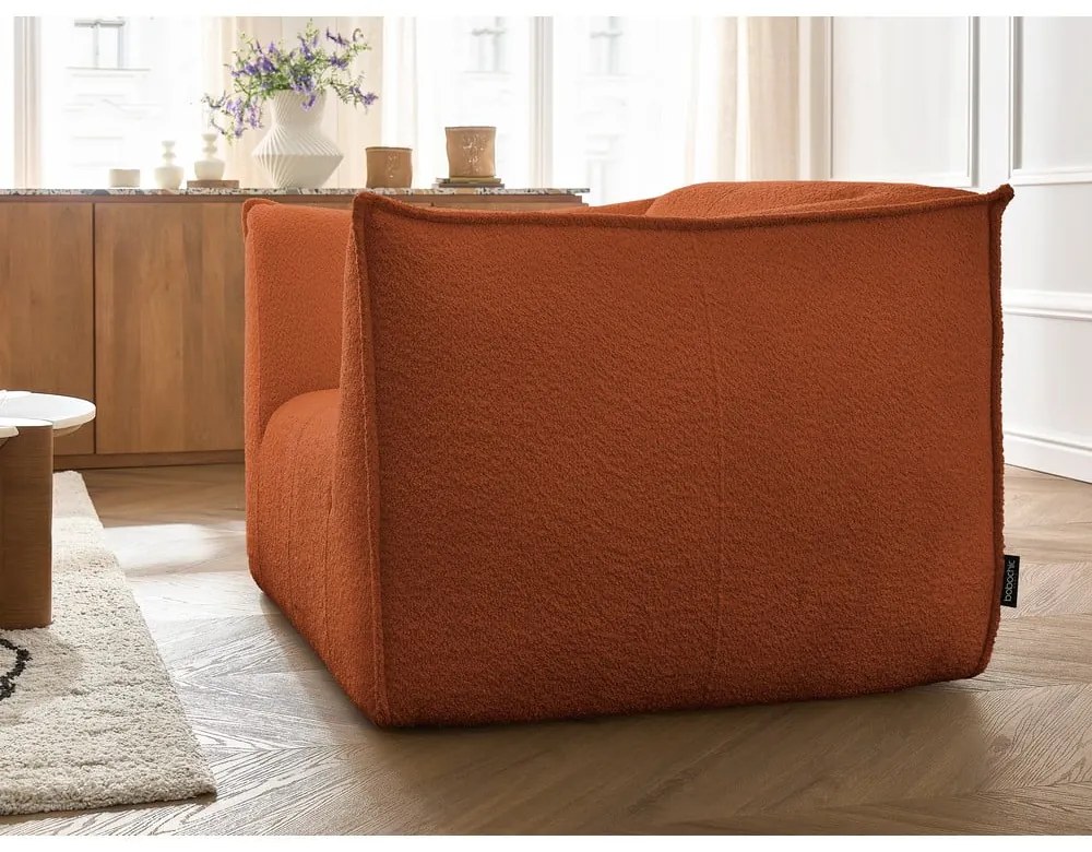 Pomarańczowy fotel z materiału bouclé Giorgia – Bobochic Paris
