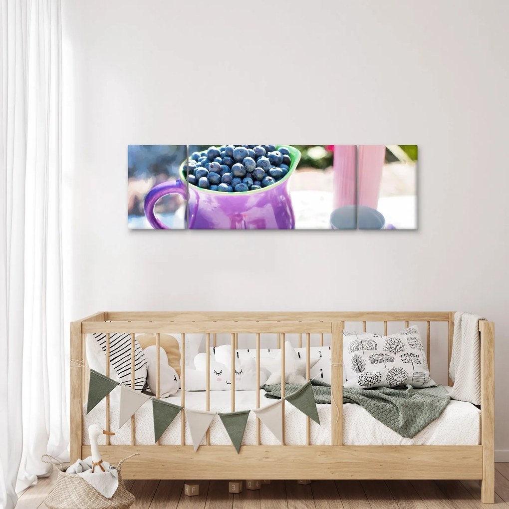 Obraz - jagody w filiżance (170x50 cm)