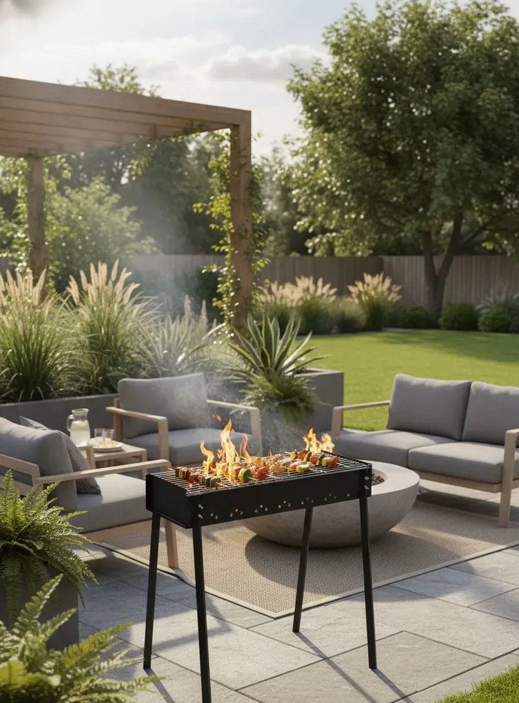 Klasyczny prostokątny grill ogrodowy na węgiel drzewny F1-B67