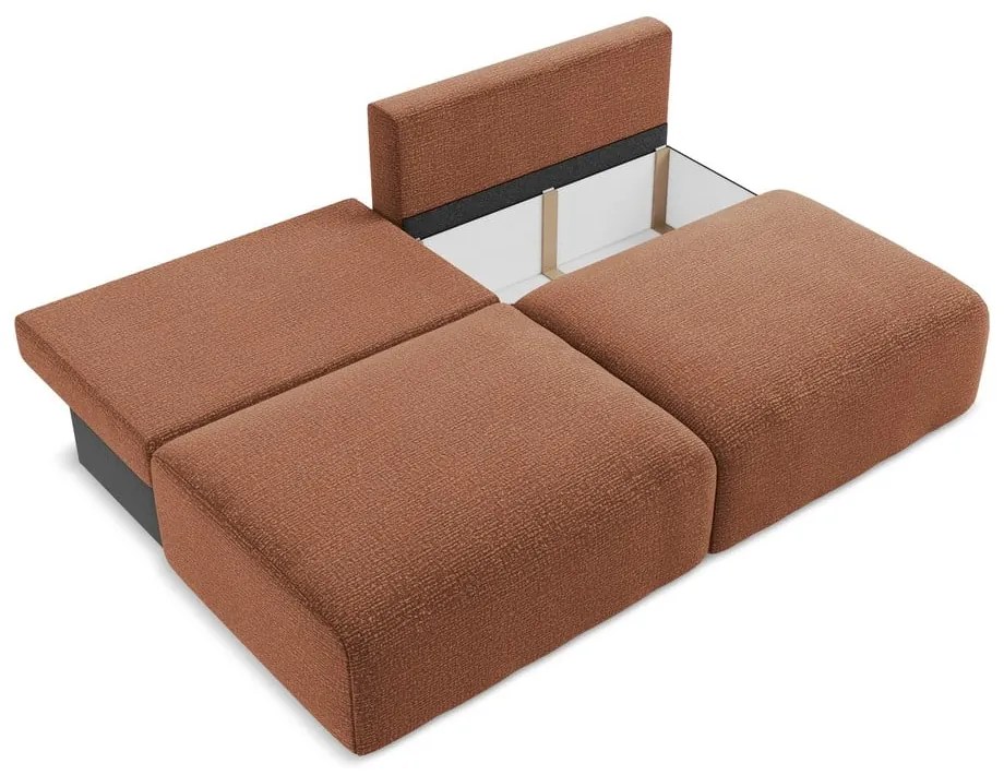 Ceglasta rozkładana/ze schowkiem sofa 216 cm Kalena – Makamii