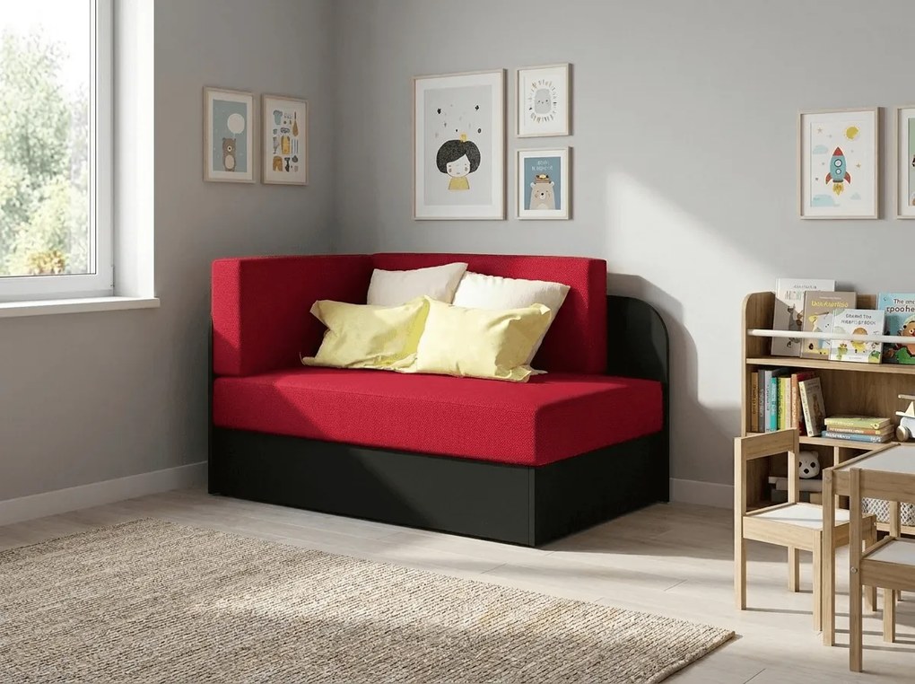 Mała rozkładana sofa ROSA, czerwona/czarna