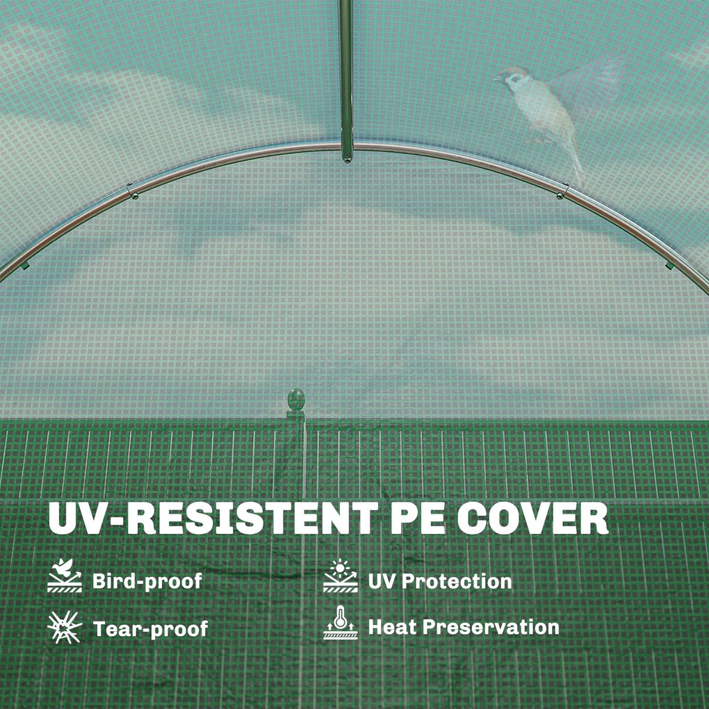 Outsunny Szklarnia 3 x 2 x 2 m tunel foliowy z zamykanymi drzwiami na zawiasach, 6 zwijanych okien z siatką, wspornikami | Aosom PL