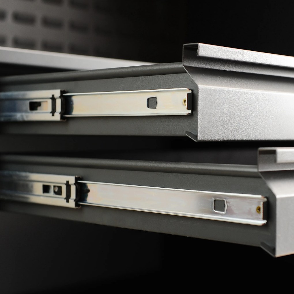 Warsztatowo-narzędziowa szafa metalowa SZYMON, 920 x 1850 x 500 mm, antracytowo-czerwona