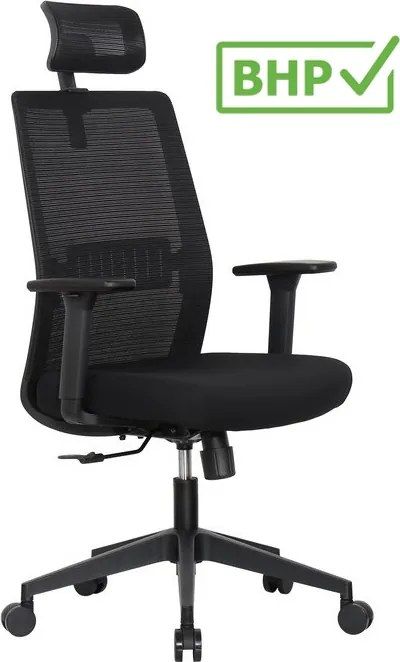 Fotel biurowy siatkowy Proton z zagłówkiem, zgodny z normą BHP