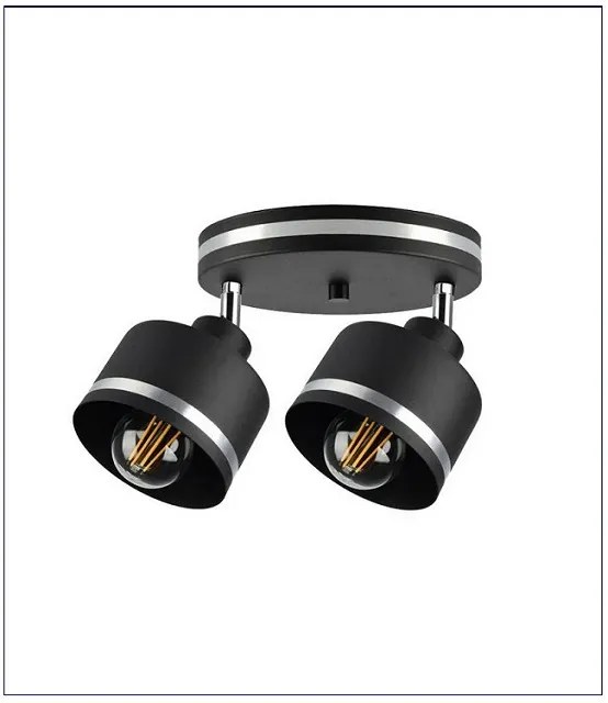 Czarna lampa sufitowa z dwoma reflektorami - V124-Torini