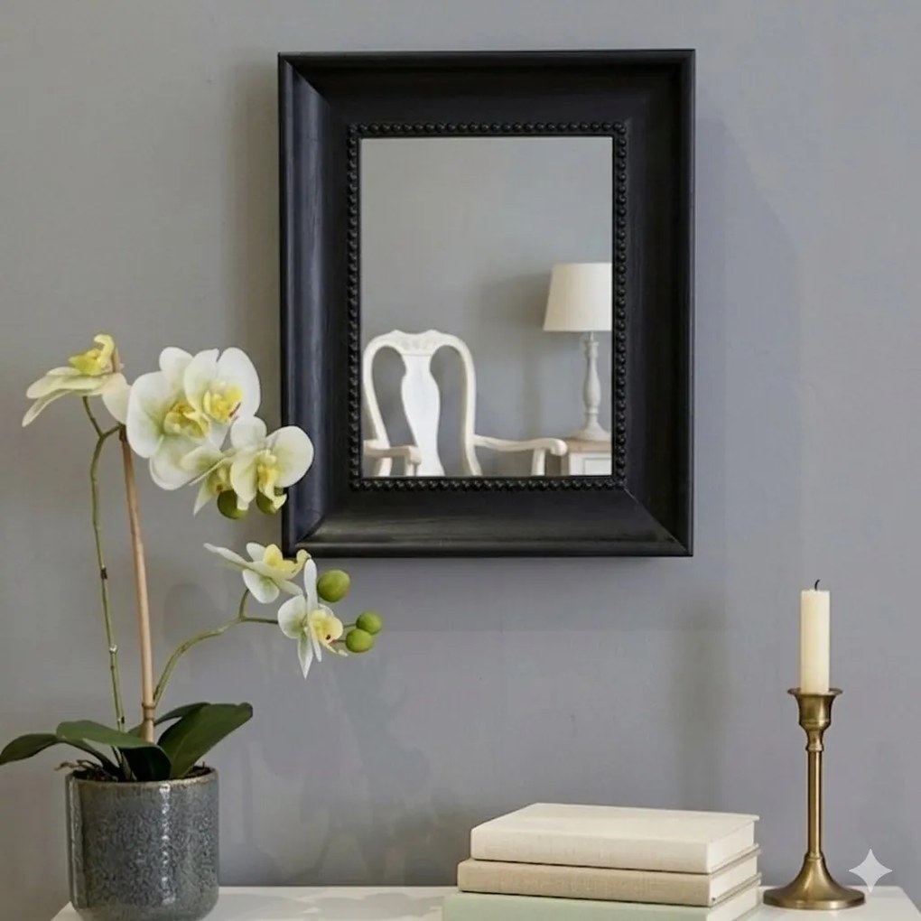 Lustro Deko Trends czarna rama 35x30 cm - stylowe prostokątne lustro ścienne