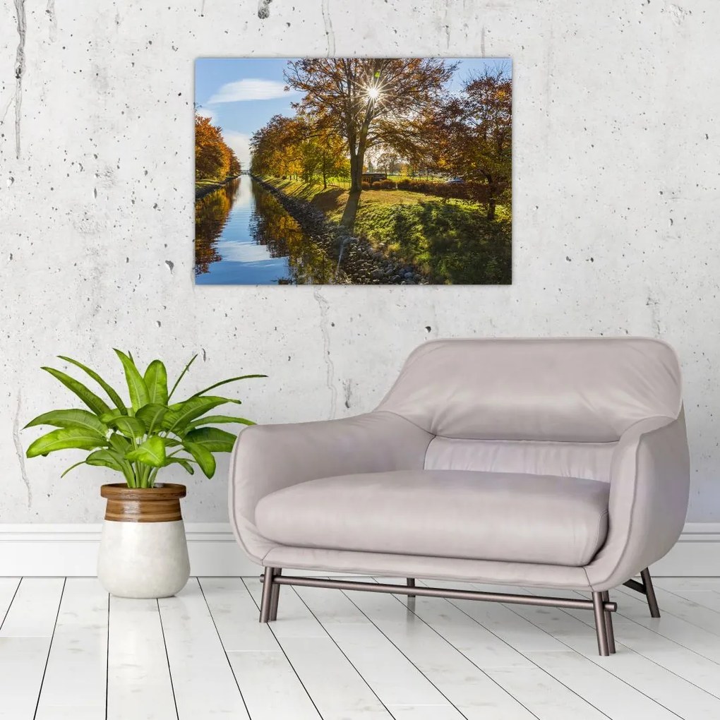 Obraz na szkle - kanał wodny (70x50 cm)