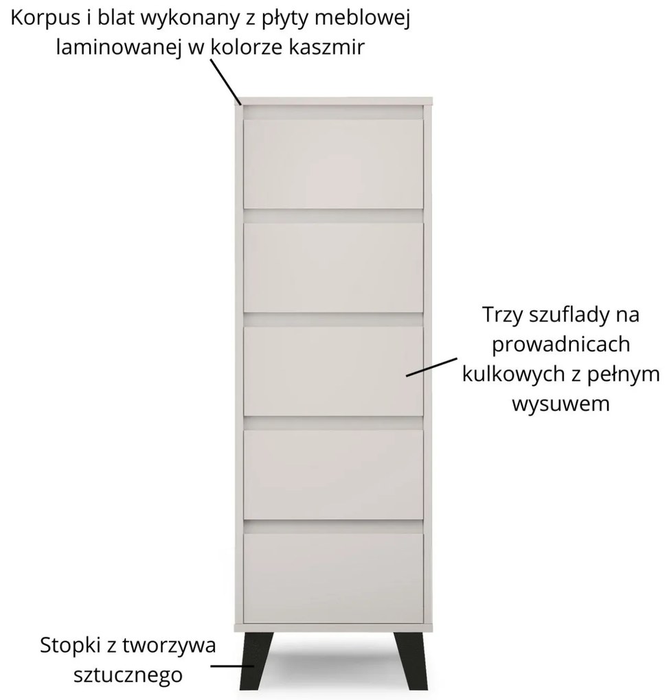 Komoda z Szufladami do Salonu BORVO 40 cm Kaszmir Nowoczesna