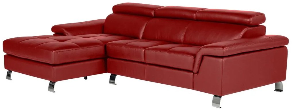 Kanapa narożna ze skóry MISHIMA - Czerwony - Narożnik lewostronny