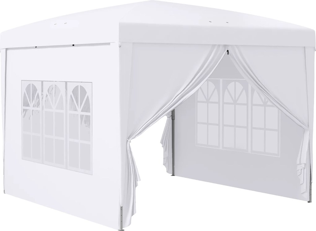 Outsunny Pawilon, Bierzelt, 4 demontowalne ściany boczne, 2 okna, stelaż metalowy, 2,95 x 2,95 m, Biały