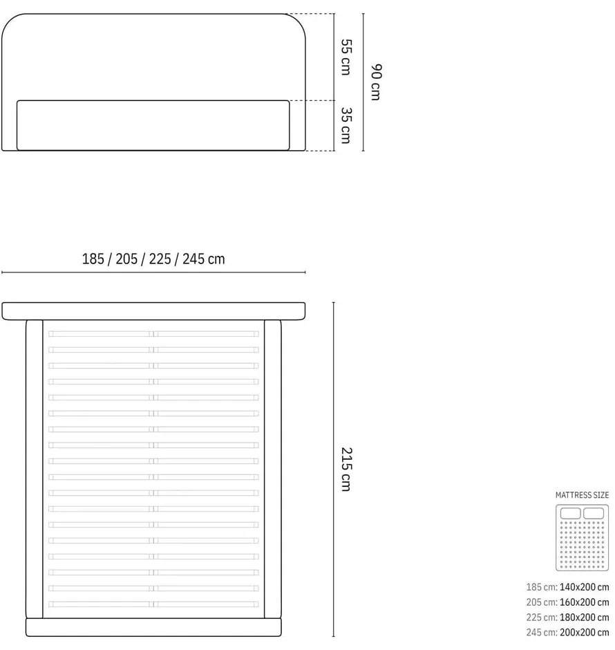 Ceglaste tapicerowane łóżko dwuosobowe ze schowkiem i stelażem 200x200 cm Elizabeth – Micadoni