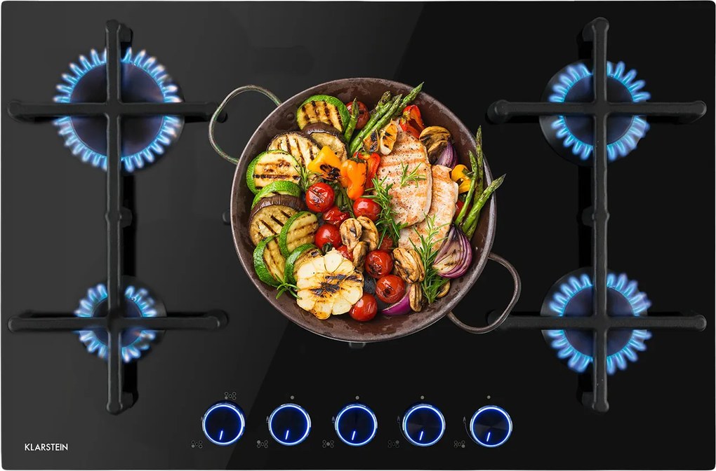 Klarstein Illuminosa 75cm Płyta gazowa 5 palników Czarny
