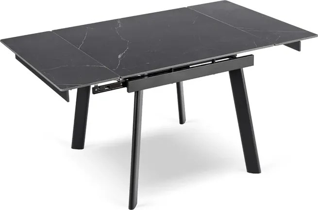 Stół Rozkładany Kwadratowy LARES 90-150 cm Ceramiczny Czarny Marmur/Czarny Nowoczesny