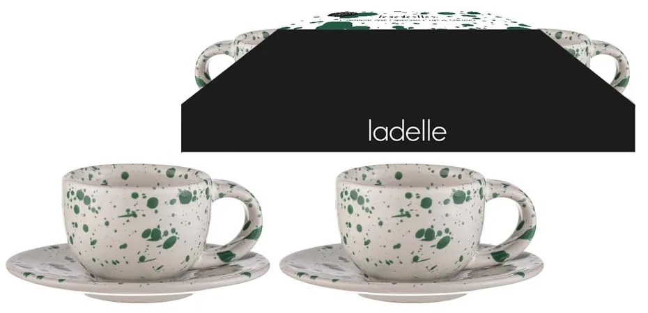 Biało-zielone kamionkowe filiżanki na espresso zestaw 2 szt. 100 ml Carnival – Ladelle
