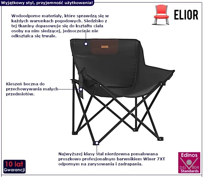 Krzesła kempingowe w kolorze czarnym G9-E23