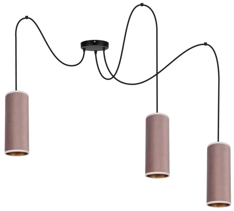 Lampa wisząca AVALO 3xE27/60W/230V różowo-miedziana, na linkach