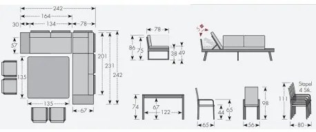EXPERT PLUS AVERSA KERAMIK - zestaw ogrodowy aluminiowy 7-elementowy