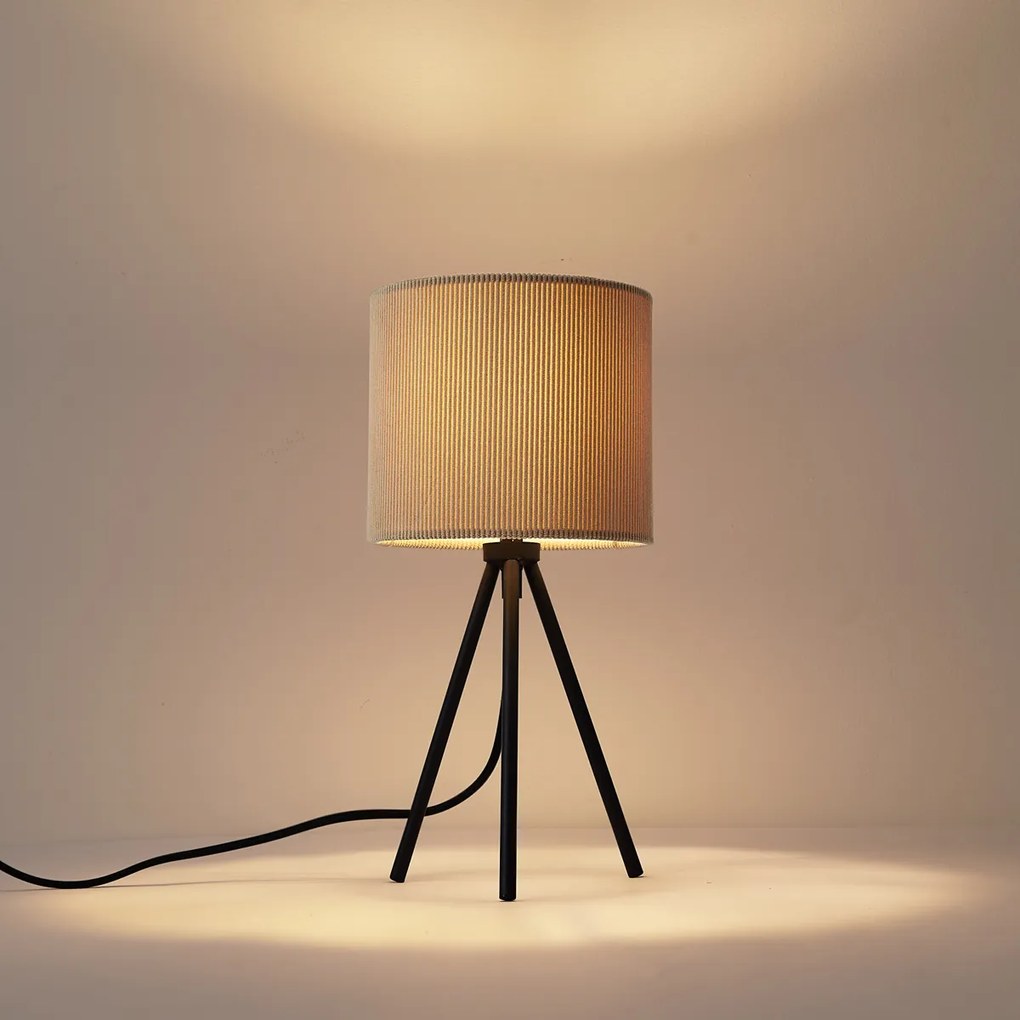 Nowoczesna lampa stołowa na trójnogu taupe z aksamitnym abażurem - Luz