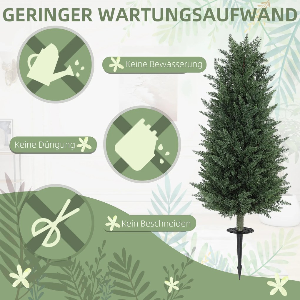 HOMCOM Zestaw 2 sztuk Sztucznych Roślin, Cyprysów z 831 Liśćmi, Wielofunkcyjne, Zielony