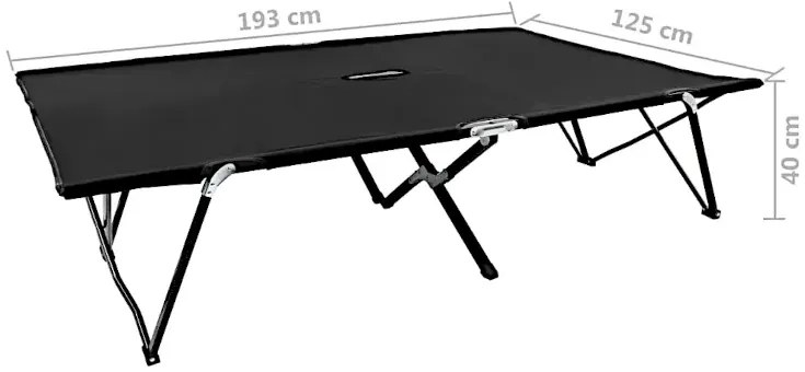 Czarny dwuosobowy leżak składany N8-R50