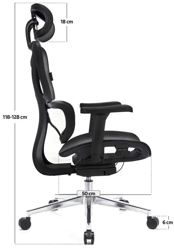 Ergonomiczny Fotel Czarny Biurowy Z Zagłówkiem I Blokadą Odchylania L0-G67