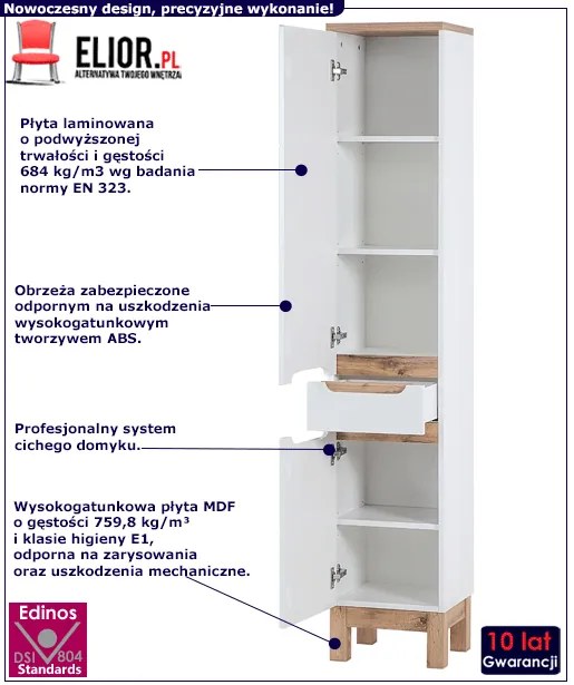 Słupek łazienkowy stojący Dixi 2X - Biały połysk