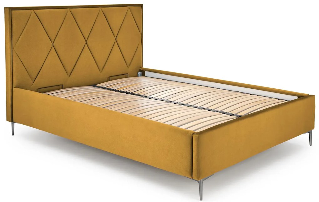 Musztardowe pikowane wezgłowie do łóżka Z9-Z77