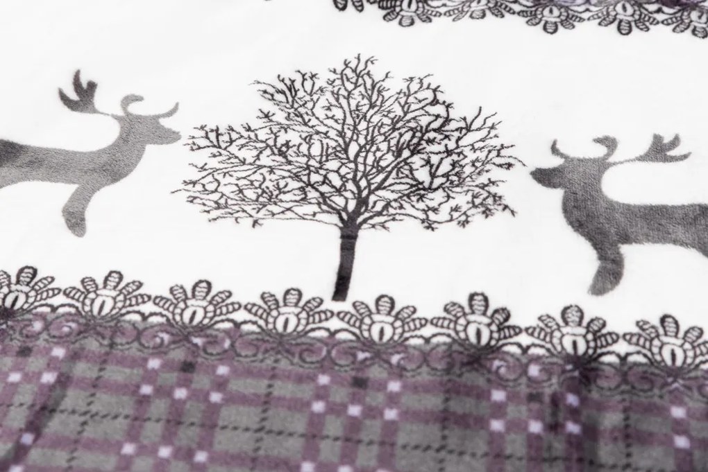 PrzytulneMieszkanie.pl PrzytulneMieszkanie.pl Pościel z mikropluszu Świąteczne renifery szare