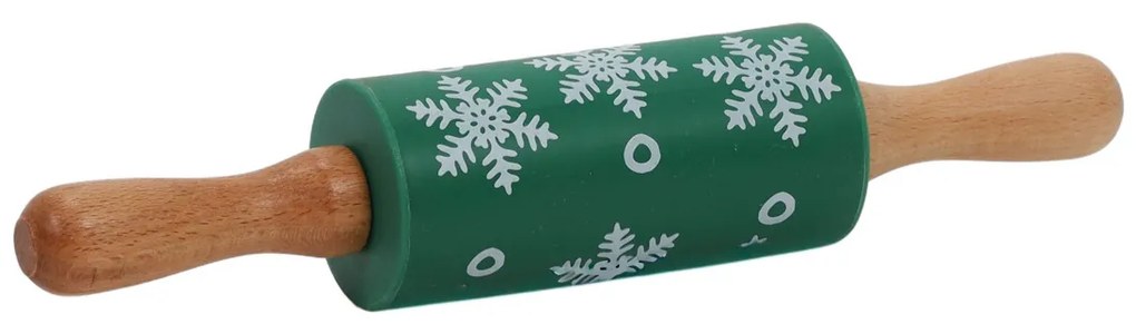 Zestaw do pieczenia dla dzieci TIVOLA, miniwałek z wzorem śnieżyek + 3 foremki