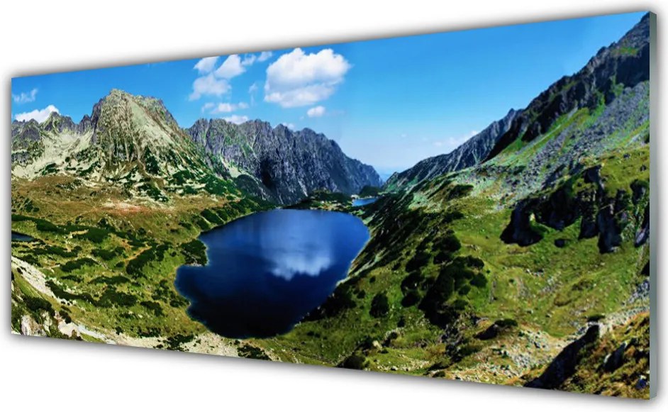 Panel Szklany do Kuchni Panorama Wysokich Gór nad Wodą