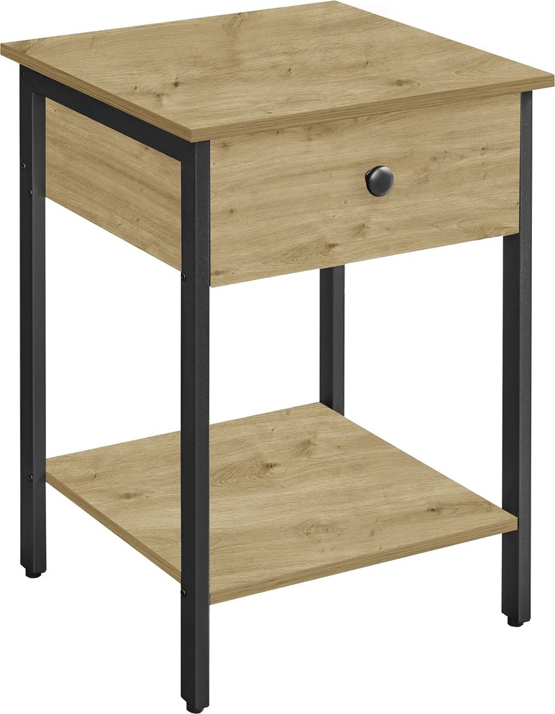 Szafka nocna loftowa z szufladą i półką Faro 04, dąb artisan