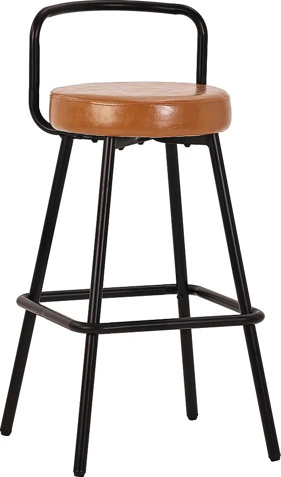 Zestaw 6 pikowanych stołków barowych - nieprzemakalna skóra PU - z oparciem i podnóżkiem - konstrukcja metalowa - Styl retro - brązowy