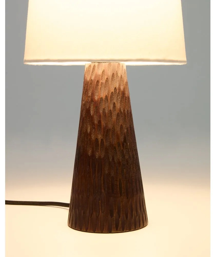 Biała/ciemnobrązowa lampa stołowa z tekstylnym kloszem (wysokość 50 cm) Amire – Kave Home