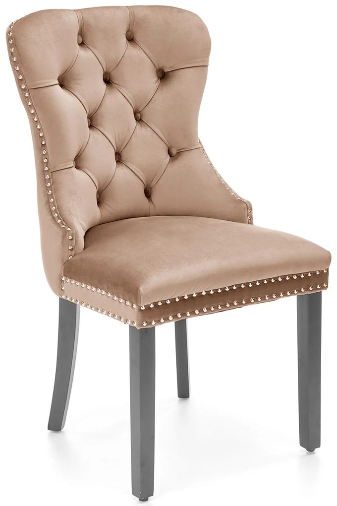 Krzesło tapicerowane czarny/beż welur pikowane kołatka MIYA