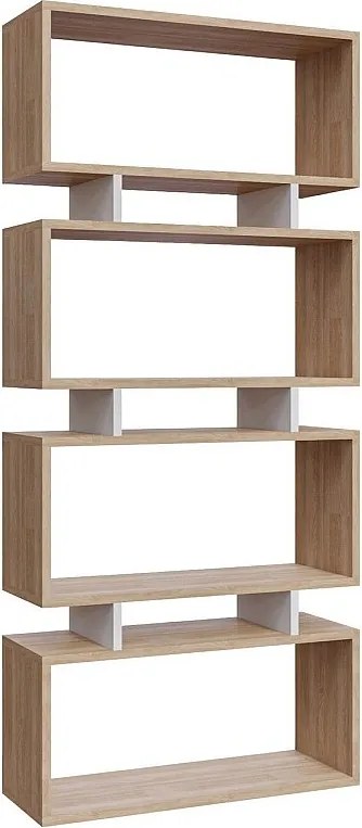 Regał na książki – 72,5 cm x 25 cm x 161 cm – Dąb i biel – Płyta wiórowa