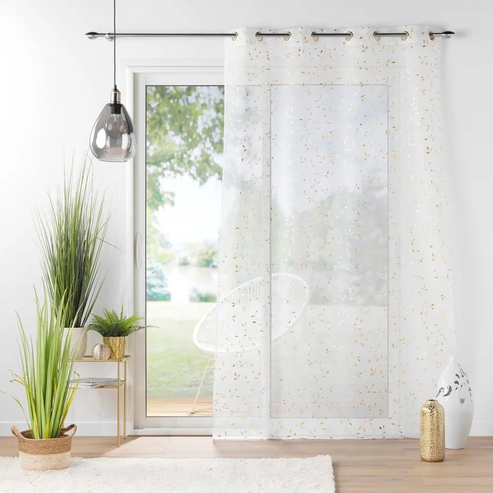 Firanka z woalu w biało-złotym kolorze 140x240 cm Floressia – douceur d'intérieur