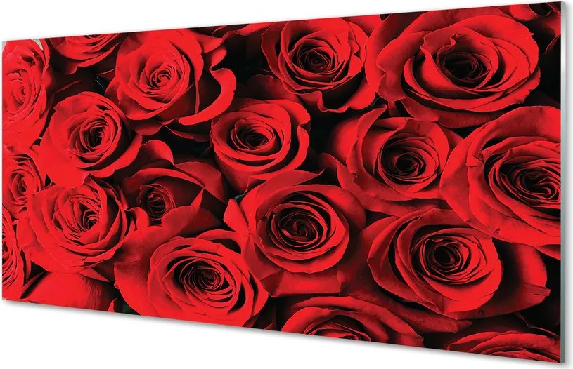 Szklany Panel Bukiet Czerwonych Róż