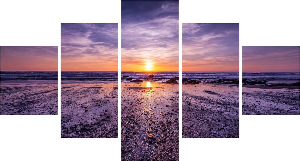 Obraz plaży - zachód słońca (125x70 cm)
