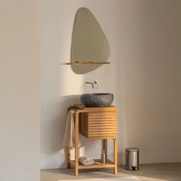 Zestaw Mebli Łazienkowych Z Drewna Tekowego Bradley Nieregularna Z Czarnego Cementu ↔︎40 Cm Fedro - Sklum