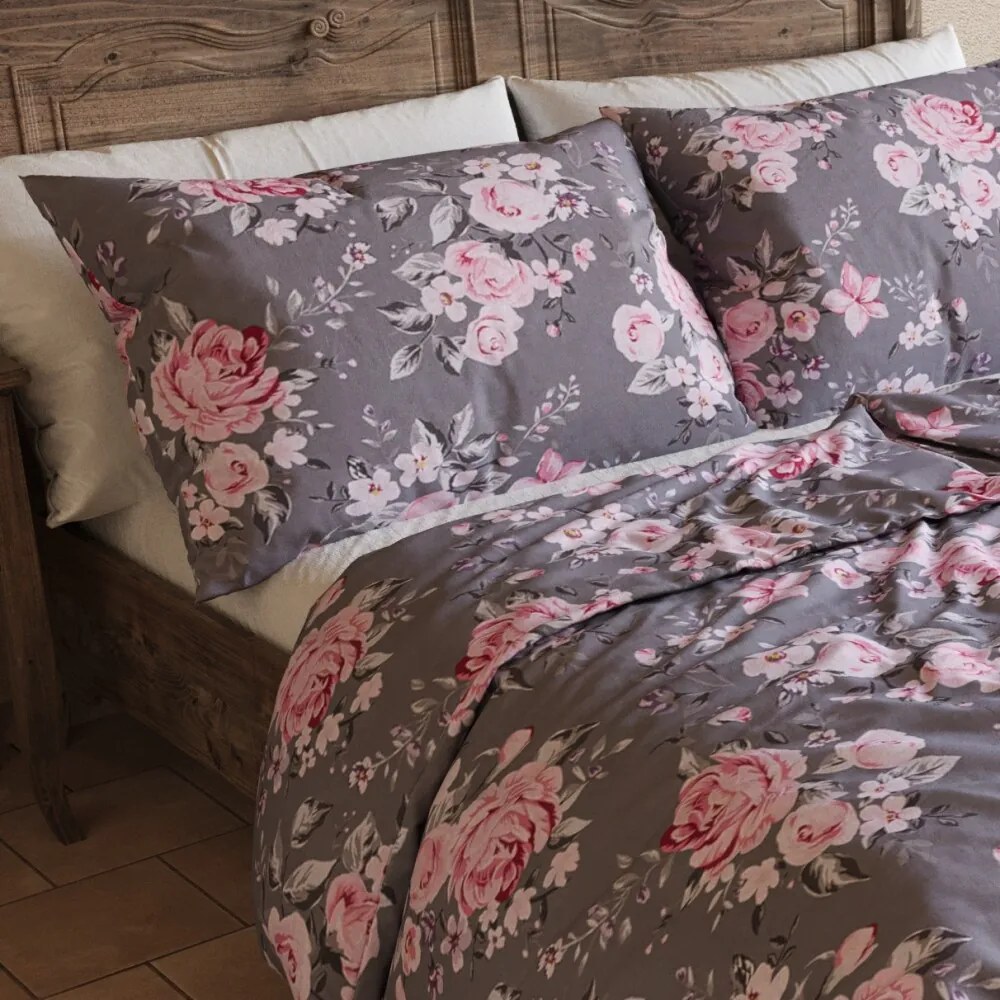 Kvalitex Pościel bawełniana Provence Beatrice szary, 140 x 200 cm, 70 x 90 cm, 140 x 200 cm, 70 x 90 cm