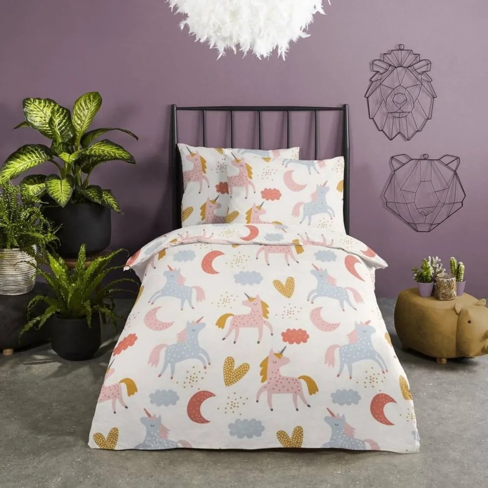 Dziecięca pościel bawełniana Good Morning Unicorn, 140x220 cm