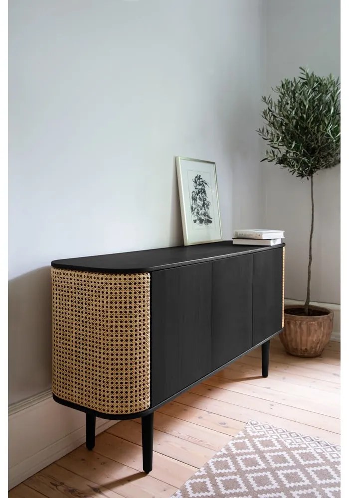 Szaro-brązowa niska komoda w dekorze dębu 150x75 cm Treasures – UMAGE
